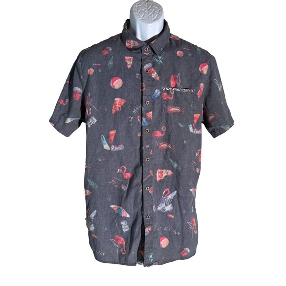 VOLCOM Men's Short Sleeve Modern Fit Large Gray Shirt Club Destroy - Picture 1 of 5